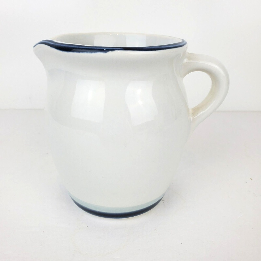 Vintage Pfaltzgraff Sky Creamer Small Pitcher Mid Century Mod Blue White #024